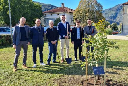 Pred tolminsko knjižnico novo drevo prijateljstva s pobratenim Vicchiem